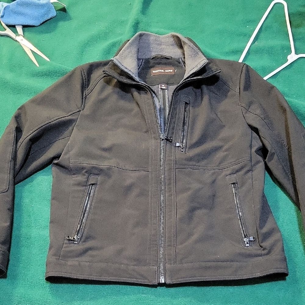 Michael Kors Blk men's Med softshell jacket  grey knit Inner Collar